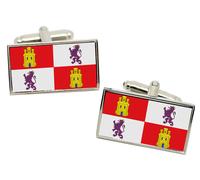 Gemelli Bandiera Castiglia E León (Spagna) In Scatola Regalo In Cromo