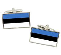 Gemelli Bandiera Estonia In Cromo Con Scatola Regalo