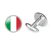 Gemelli Bandiera Italia - Motivo Flag Art Uomo Casual Inserto In Stoffa Gemelli Rotondi Per Camicia, Gioielli Per Feste Di Nozze D'Affari Regalo Anniversario Compleanno,Come Mostrato,18Mm