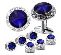 Gemelli Birthstone Tuxedo Studs and Cufflinks Set Mens Suit Formal Dress Shirt