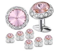 Gemelli Birthstone Tuxedo Studs and Cufflinks Set Mens Suit Formal Dress Shirt