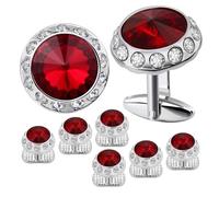 Gemelli Birthstone Tuxedo Studs and Cufflinks Set Mens Suit Formal Dress Shirt