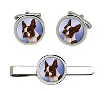 Gemelli Boston Terrier E Ferma Cravatta Set
