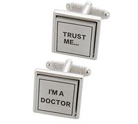 Gemelli Camicia Uomo Medico - Con Scatola - Trust Me I'm A Doctor - Ottone - Consulente Ospedale - Argento Colorato - Un Paio