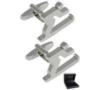 Gemelli Camicia Uomo Sciare - Con Scatola - Sportivo - Sciatore - Ottone - Argento Colorato - Discesista Inverno Sport - La Neve - Un Paio