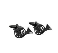 Gemelli cavi a forma di corno musicale, polsini for camicia placcati in oro e argento, accessori for abiti da uomo neri(Black)