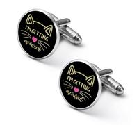 Gemelli classici da uomo a forma di cuore con gatto che si fa Meowied, set di gemelli classici per matrimoni e affari, 1.7cm, Metallo, Nessuna pietra preziosa