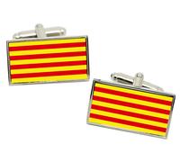 Gemelli Con Bandiera Di Roussillon (Francia) In Scatola Regalo In Cromo