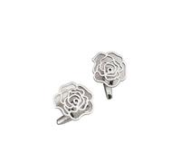 Gemelli con fiori di rosa for donna Personalizza polsini for camicie dal design cavo Accessori for abiti da uomo per Cucito, Artigianato(Silver)