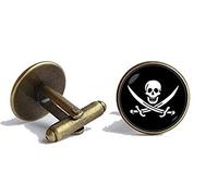 Gemelli con immagine di diavolo insanguinato, gemelli da pirata con teschio e bandiera dei pirati, gioielli marini pirati dei caraibi, regalo d'amore