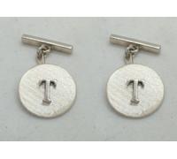Gemelli con lettera - T - in ARGENTO 925 - iniziale - alfabeto - polsino camicia