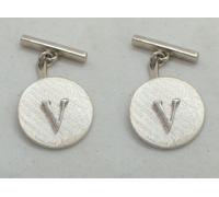 Gemelli con lettera - V - in ARGENTO 925 - iniziale - alfabeto - polsino camicia