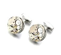 Gemelli con movimento dell'orologio, gemelli meccanici punk, polsini per camicia da uomo, accessori per abbigliamento, regali per anniversario,Rame antico placcato,17,5 mm 2 pezzi