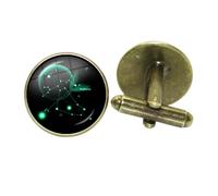 Gemelli con segno zodiacale costellazione 12 per uomo accessori gioielli argento antico camicia gemelli bottoni regali di compleanno festa matrimonio San Valentino regalo personalizzato immagine