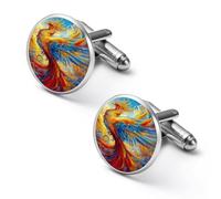 Gemelli con stampa di pesce spada e onde oceaniche, 1 paio di gemelli rotondi per camicia da smoking, gioielli da uomo