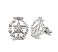 Gemelli con stemma da geometra professionista in argento sterling 925 da 18 mm.