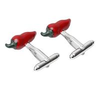 Gemelli creativi a forma di peperone rosso, 4 pezzi, per uomo e donna, con bottoni alla moda, per riunioni di lavoro e feste, in metallo.
