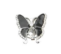 Gemelli da camicia con strass a forma di farfalla tridimensionale da donna, accessori decorativi per colletto e camicia.,Acciaio nero,20x23mm 2 pezzi