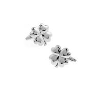 Gemelli da donna, in argento, per uomo, in ottone, con trifoglio, idea regalo aziendale, 17 x 16 mm, Ottone, argento, acciaio inossidabile, Nessuna pietra preziosa