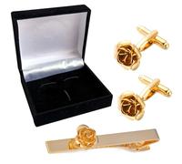 Gemelli Da Polso e Fermacravatta, 1 Paio Gemelli Da Uomo, Con Fermacravatta Da Uomo e Confezione Regalo, Per Gli Uomini Di Tutti i Giorni, Giorno Del Matrimonio, Affari o Regali (Oro)