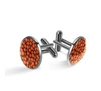 Gemelli da uomo, 3D arancioni palloni da basket sportivi, gemelli classici neri per camicia, matrimonio, lavoro, compleanno, gioielli regalo