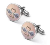 Gemelli da uomo a forma di cuore con cigno per camicie classiche, per matrimoni e affari, 2.0cm, Metallo, Nessuna pietra preziosa
