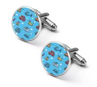 Gemelli da uomo a forma di elicottero con camion dei pompieri, per camicie classiche, set per matrimoni e affari, 1.7cm, Metallo, Nessuna pietra preziosa