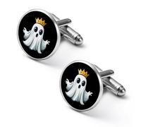 Gemelli da uomo a forma di fantasma di Halloween, classici, per matrimoni e affari, 1.7cm, Metallo, Nessuna pietra preziosa
