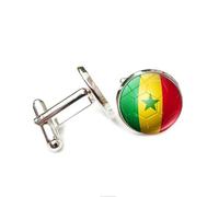 Gemelli da uomo, alla moda con bandiera della Coppa del Mondo del Senegal, accessori per camicia, gioielli, gemelli rotondi per camicia per padre, marito, fidanzato, regalo aziendale, Misura unica
