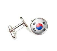 Gemelli da uomo, alla moda della Repubblica di Corea, con bandiera della Coppa del Mondo, accessori per camicia, gioielli, gemelli rotondi per camicia per padre, marito, fidanzato, regalo aziendale
