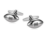 Gemelli da uomo argentati, eleganti, a forma di pallone da rugby, in acciaio inox, per smoking, camicia, gioielli, regalo per compleanno, 1.8 x 1.1 cm, Nessuna pietra preziosa