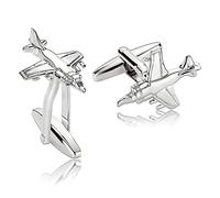 Gemelli da uomo, argento anni '80, collana in acciaio inox, accessori per camicie da volo, 1,6 x 2,3 cm