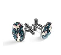 Gemelli da uomo, bellissimi unicorni magici fiori motivo floreale gemelli per uomo, gemelli classici neri per abito camicia matrimonio lavoro compleanno gioielli regalo