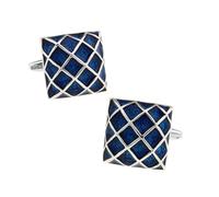 Gemelli da uomo blu, gemelli quadrati per camicie e smoking, accessori per matrimoni, con scatola, 1.7 x 1.7 cm, Nessuna pietra preziosa