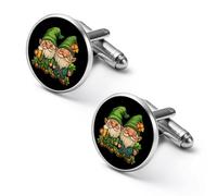 Gemelli da uomo classici con gnomi irlandesi ubriachi o qualsiasi altra moda per camicie da uomo per matrimonio e lavoro, 1.7cm, Metallo, Nessuna pietra preziosa