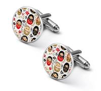 Gemelli da uomo con bambola russa tradizionale, da uomo, classici, per camicia da matrimonio, idea regalo, 1,8 cm 2 cm, 2.0cm, Metallo