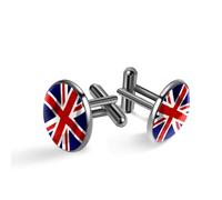 Gemelli da uomo, con bandiera del Regno Unito, gemelli classici neri per camicia, matrimonio, lavoro, compleanno, idea regalo
