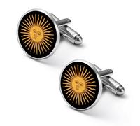 Gemelli da uomo con bandiera dell'Argentina, gemelli rotondi in lega per smoking, regalo per sposi e sposi, 1,7 cm