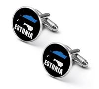 Gemelli da uomo con bandiera estone e mappa dell'Estonia, gemelli per camicia, gemelli per affari, smoking da matrimonio