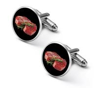 Gemelli da uomo con carne di manzo cruda fresca, gemelli classici per camicia da matrimonio, idea regalo, 1,8 cm 2 cm, Stile:, 1.7cm
