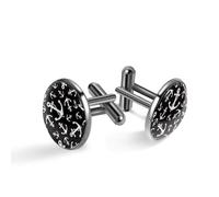 Gemelli da uomo, con catena ad ancora, motivo nautico marittimo, gemelli classici neri per camicia, matrimonio, lavoro, compleanno, gioielli regalo