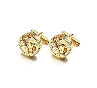 Gemelli da uomo con ingranaggio steampunk, design con movimento in acciaio inossidabile, stile orologio meccanico,Placcato in rodio imitazione,Taglia unica