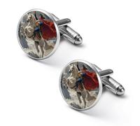 Gemelli da uomo con riproduzione di Napoleone che attraversa le Alpi, gemelli classici per camicie, set per matrimoni e affari, 1.7cm, Metallo, Nessuna pietra preziosa