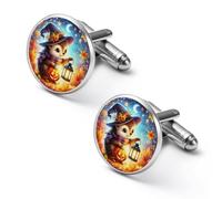Gemelli da uomo con simpatiche foglie autunnali e volpi, perfetti per lo smoking. Set di 2 gemelli da polso. Accessori di gioielleria alla moda.