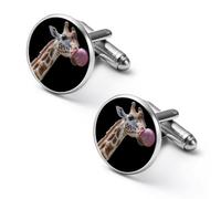 Gemelli da uomo divertenti a forma di giraffa con la lingua di fuori, gemelli alla moda per camicie eleganti, accessori per matrimoni e occasioni di lavoro.