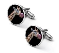 Gemelli da uomo divertenti a forma di giraffa con la lingua di fuori, gemelli alla moda per camicie eleganti, accessori per matrimoni e occasioni di lavoro.