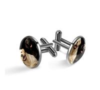 Gemelli da uomo, due cani adorabile Labrador Retriever seduto gemelli da uomo, gemelli classici neri per abito camicia matrimonio lavoro compleanno gioielli regalo