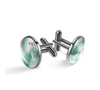 Gemelli da uomo, due carpe koi che giocano nello stagno Art gemelli da uomo, gemelli classici neri per abito camicia matrimonio lavoro compleanno gioielli regalo