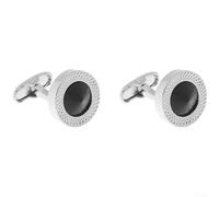 Gemelli da uomo francesi rotondi austriaci per cristallo citrino in lega di quarzo per camicia formale, matrimonio, sposo, abbigliamento da lavoro, accessori alla moda, diversi colori (nero)