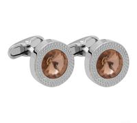 Gemelli da uomo francesi rotondi austriaci per cristallo citrino manica borchie per camicia formale matrimonio sposo abbigliamento da lavoro accessori alla moda diversi colori (giallo)